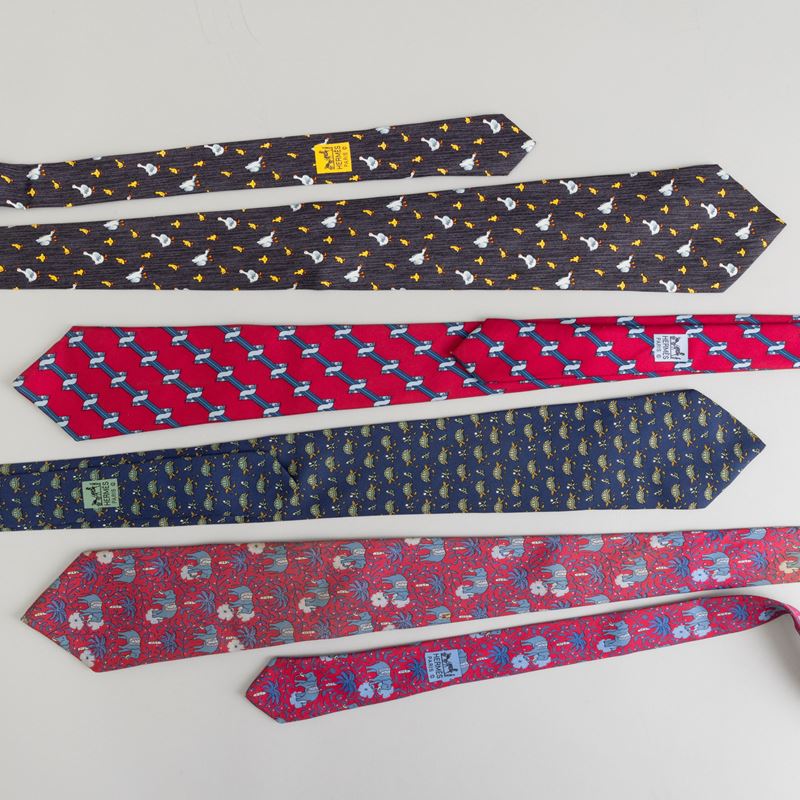 Hermes Lotto di 4 cravatte in seta, difetti  - Asta Fashion Vintage - Cambi Casa d'Aste