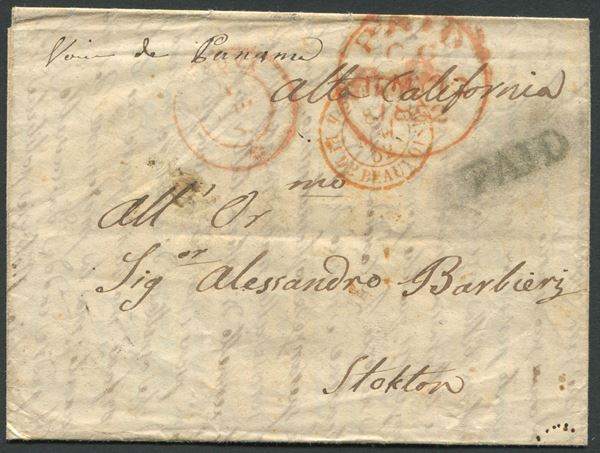 1852, Lettera di Genova per Stockton (California)