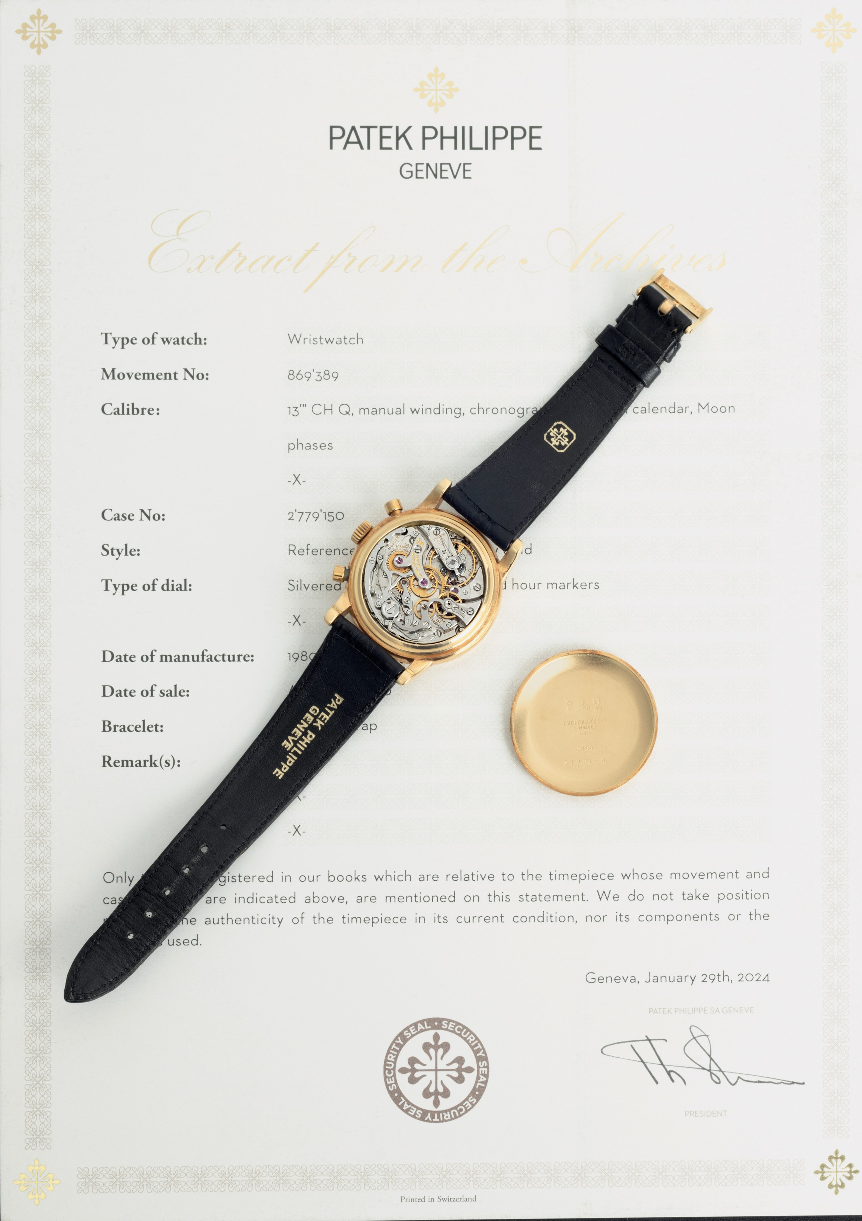 Patek Philippe - Ref 2499/100, Importante e Raro Orologio da Polso con Calendario Perpetuo in Oro...