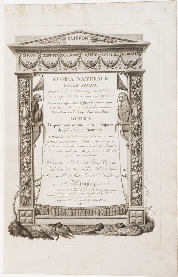 N.H. Jacob-Luigi Rados Storia naturale delle scimie... Milano Ferdinando Artaria 1812