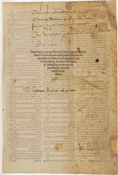 Incunabolo Figurato - Boccaccio Giovanni Genealogiae Ioannis Boccatii:cum Demonstrationibus in Fo...