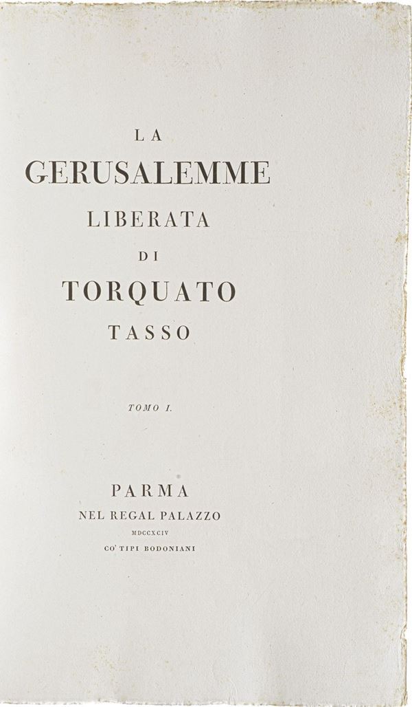 Tasso Torquato La Gerusalemme liberata. Tomo I e II. Parma, Nel Regal Palazzo Co-tipi Bolognani, 1794