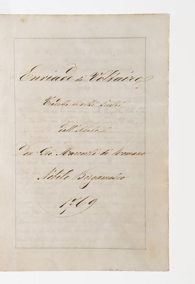 Marenzi di Romano (nobile Bergamasco)- Voltaire Enriade di Voltaire Tradotto in Versi Sciolti... ...