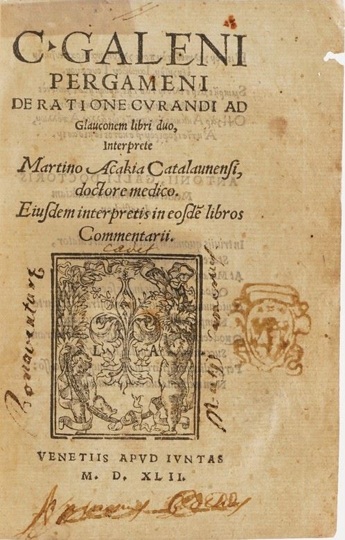 Galenus Claudius De Ratione Curandi ad Glauconem libri duo...Venezia, Giunta, 1542