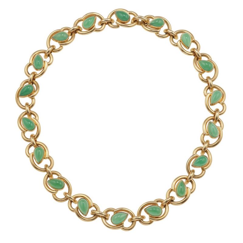 Green agate and gold necklace/bracelets  - Auction Vintage Jewellery - Cambi Casa d'Aste