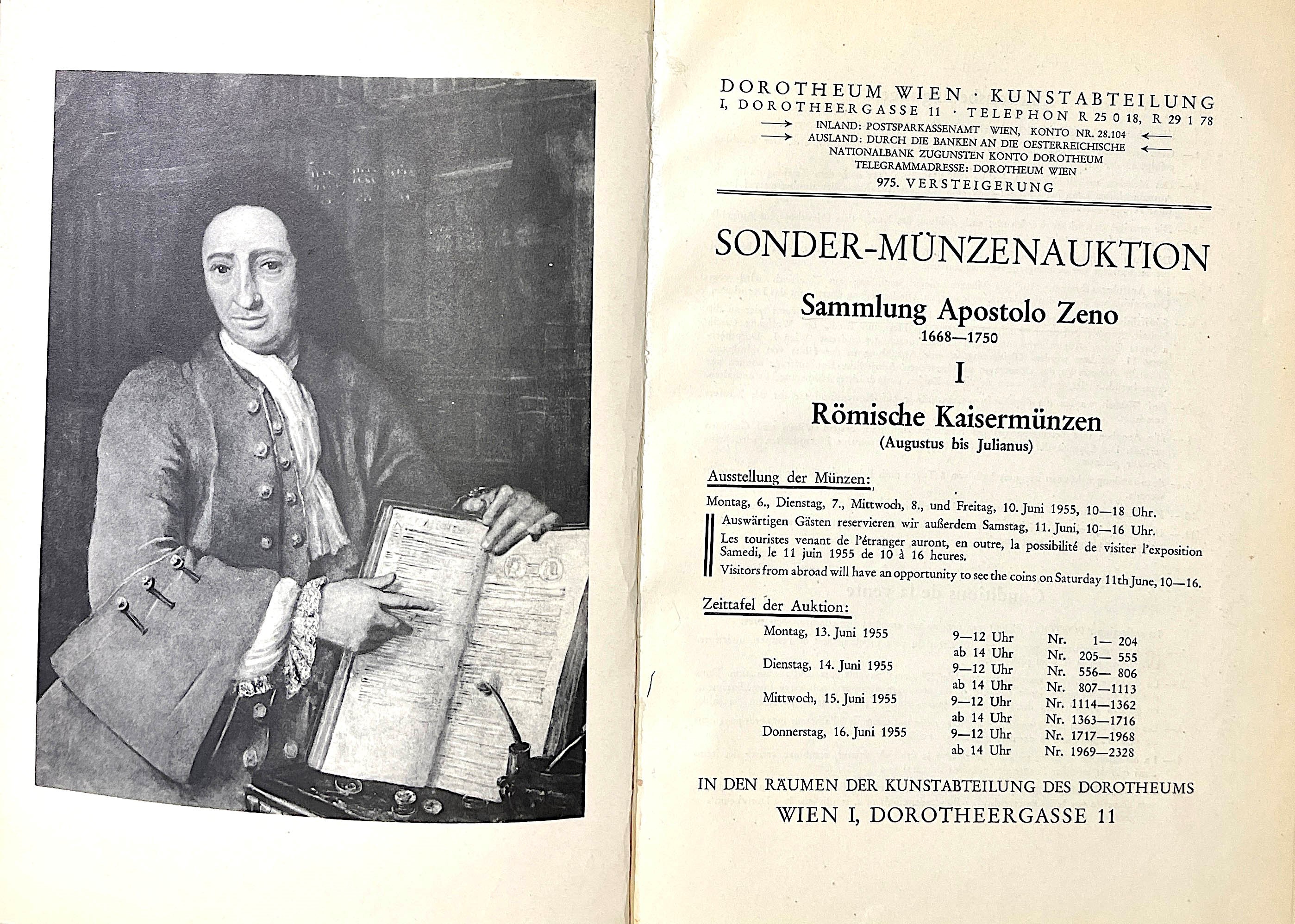 Dorotheum. Sammlung Apostolo Zeno. I. Römische Kaisermünzen (augustus Bis Julianus).