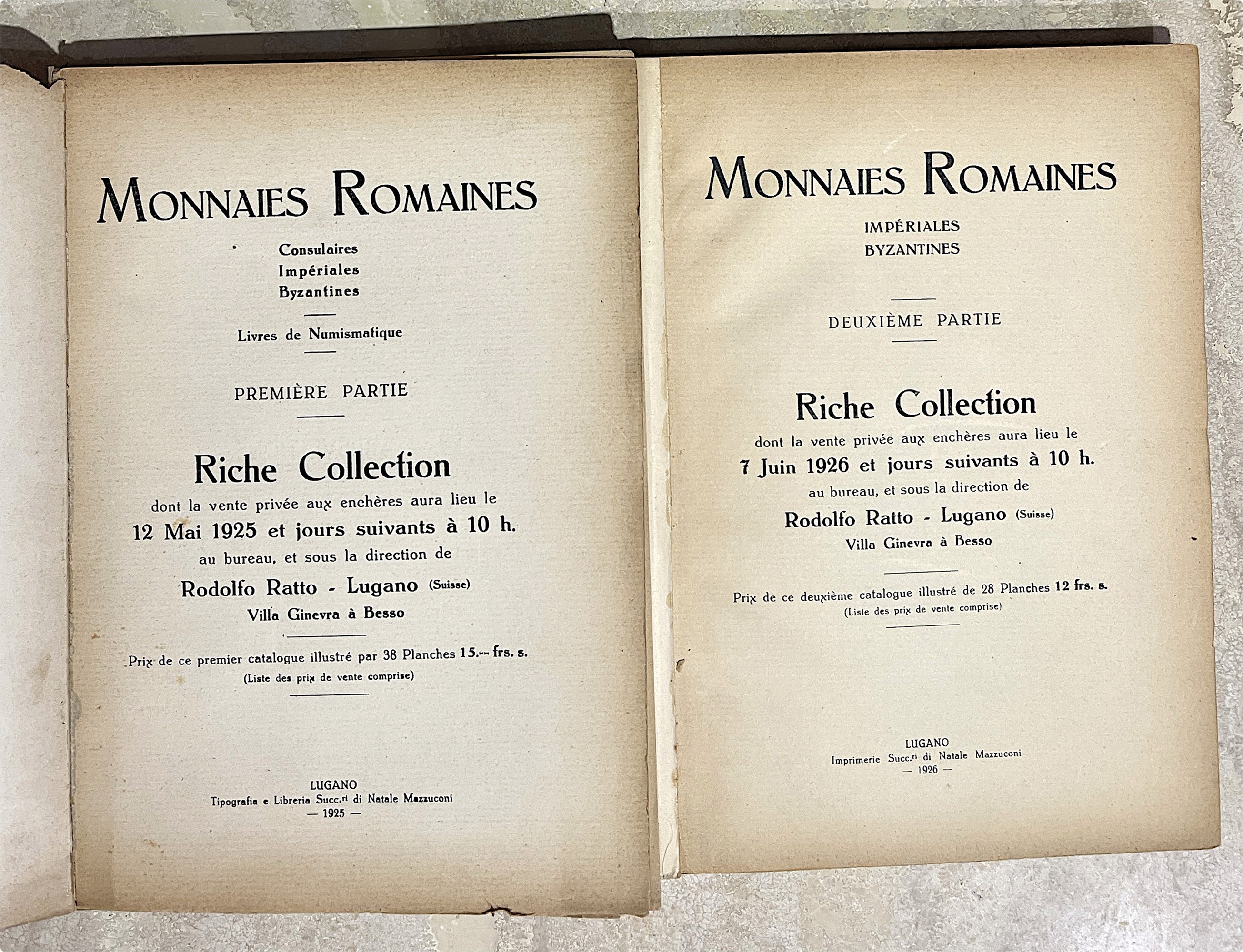 Ratto R. Collezione Riche. Monete Romane, Parti 1 e 2.