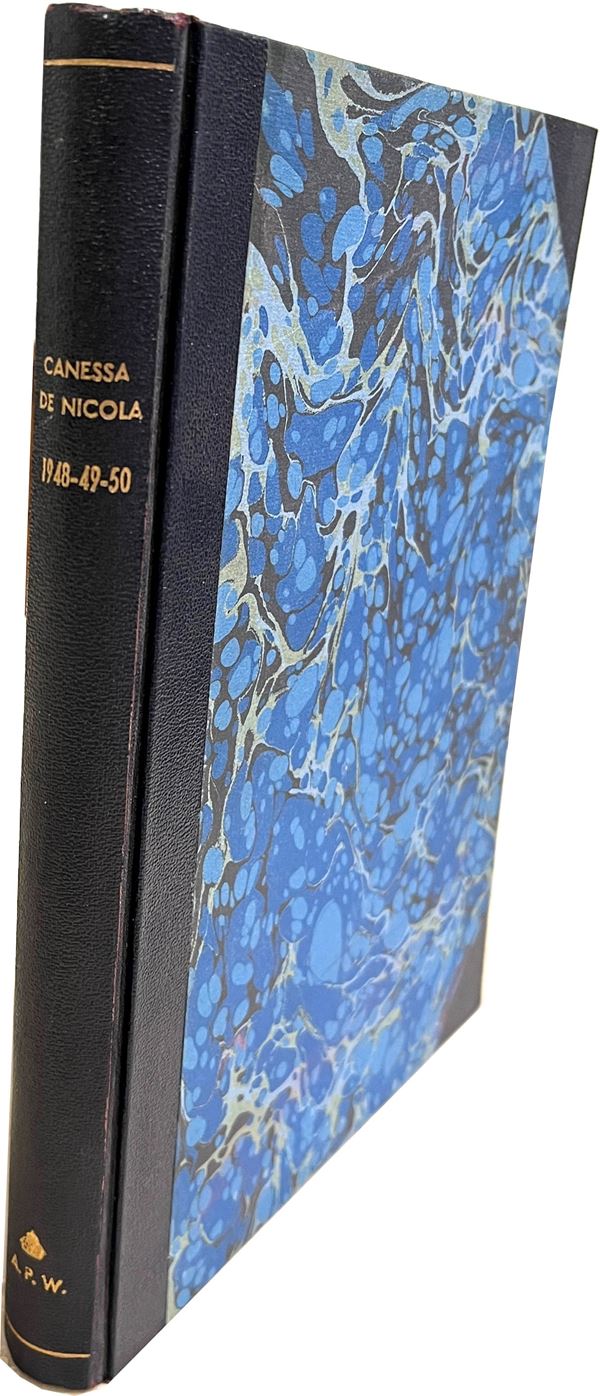 CANESSA A., DE NICOLA L. Lotto di tre cataloghi rilegati in un unico volume in mezza pelle.