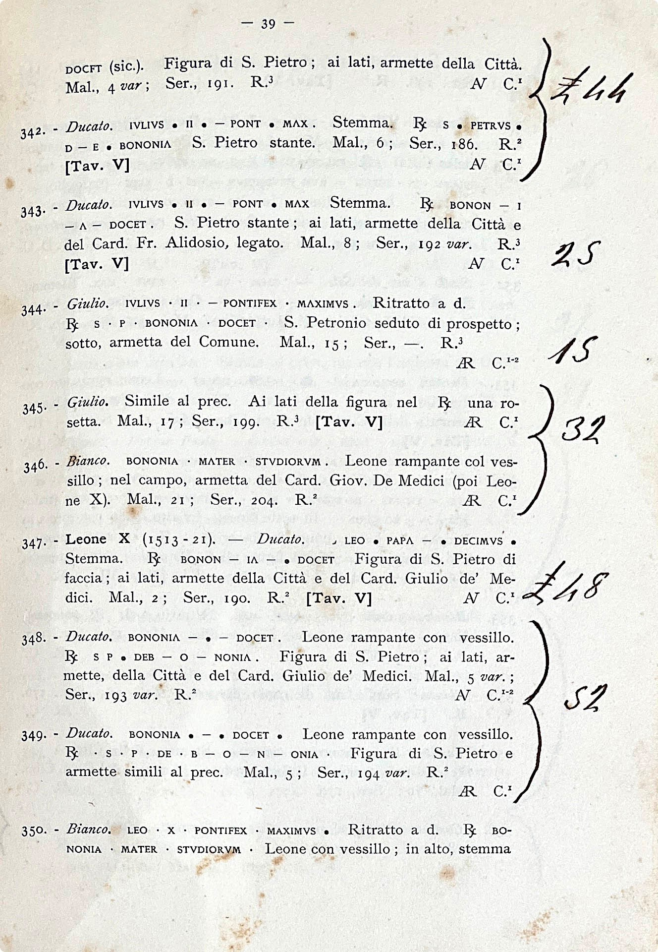 Santamaria, P. & P. Collezione Martinori. Monete di Zecche Italiane.
