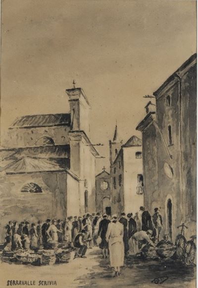 Anonimo del XX Secolo Veduta di Serravalle Scrivia