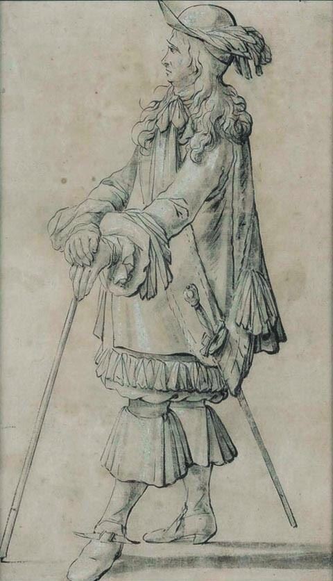 Scuola fiamminga del XVIII secolo Gentiluomo di profilo penna  - acquerello grigio e biacca su carta - Auction Old Masters Paintings - I - Cambi Casa d'Aste