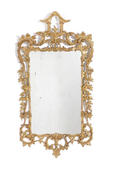 Specchiera in Legno Intagliato e Dorato, XIX-XX Secolo