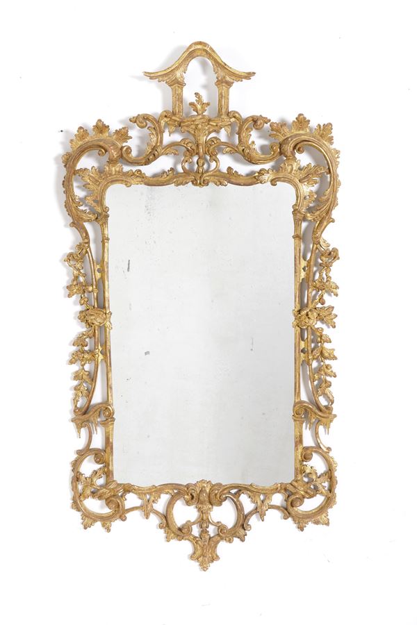 Specchiera in legno intagliato e dorato, XIX-XX secolo