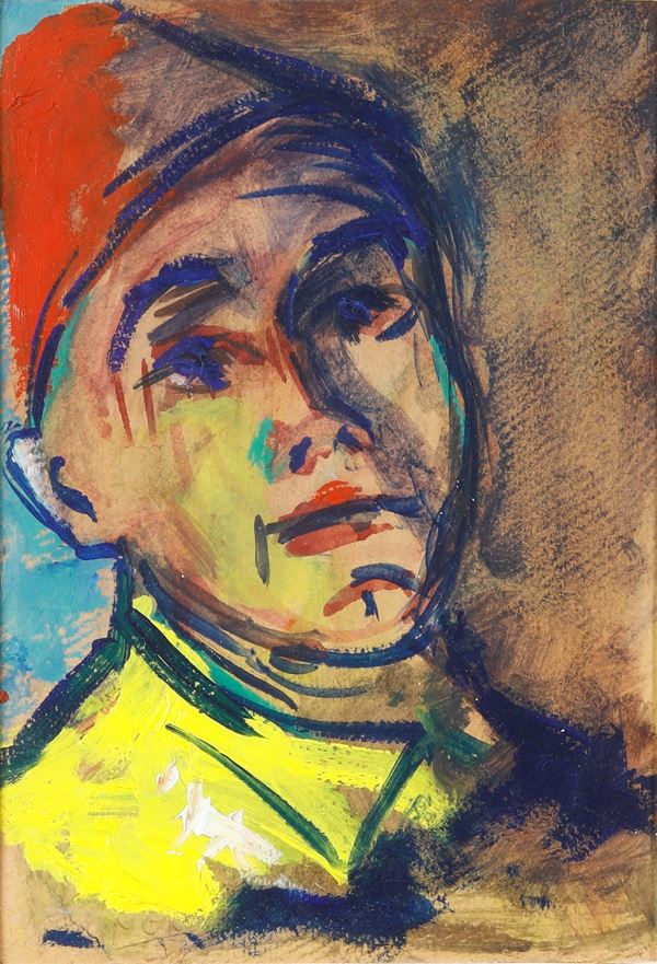 Artista non identificato - Senza titolo (Figura maschile con cappello rosso)