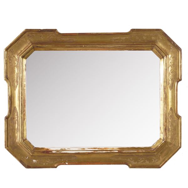 Specchiera a vassoio dorata. XIX secolo