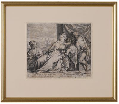 Matham Jacob (1594); Incisa da un Soggetto di Tiziano Vecellio Madonna con Bambino e Santi