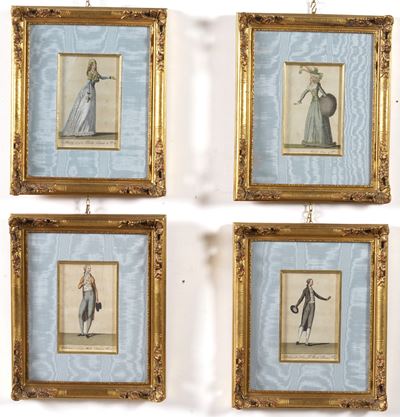 Quattro Incisioni Raffiguranti Personaggi Francesi. XVIII-XIX Secolo