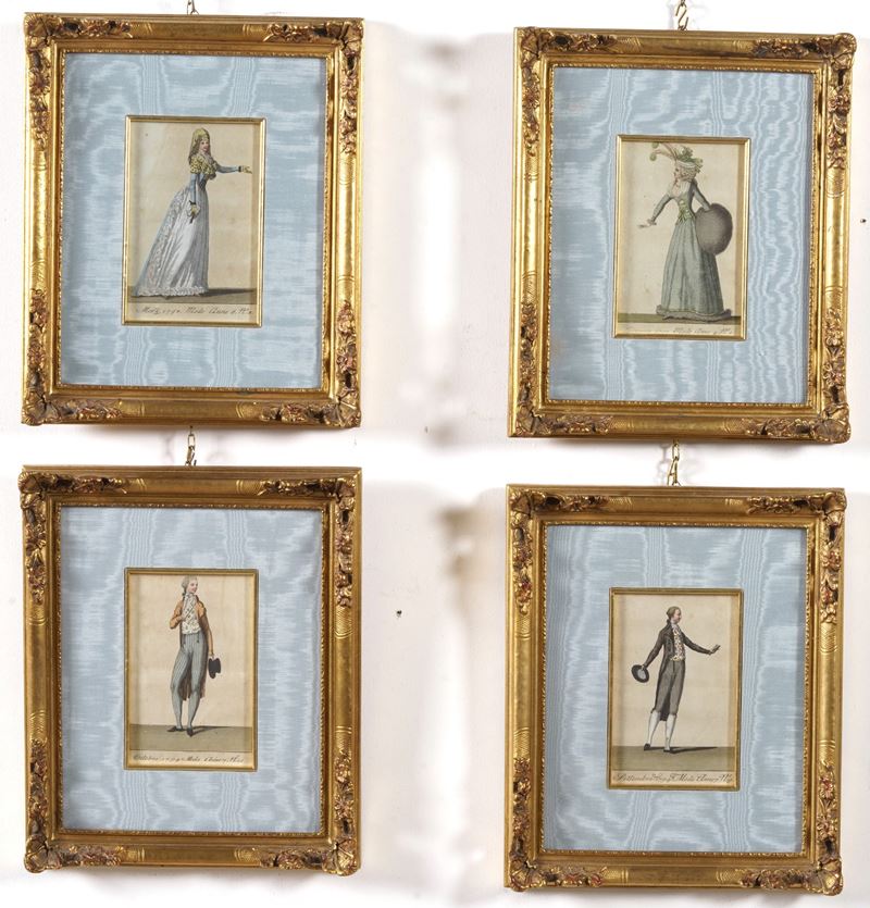 Quattro incisioni raffiguranti personaggi francesi. XVIII-XIX secolo  - Asta Fabio Fazio, arredi e ricordi di una casa di campagna - Cambi Casa d'Aste