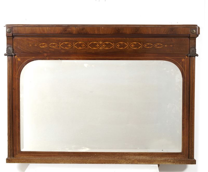 Caminiera lastronata, filettata e intarsiata. XIX secolo  - Asta Fabio Fazio, arredi e ricordi di una casa di campagna - Cambi Casa d'Aste