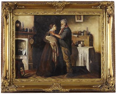 Scuola del XIX Secolo Interno con Figure