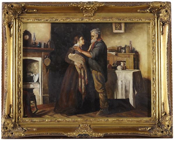 Scuola del XIX secolo Interno con figure