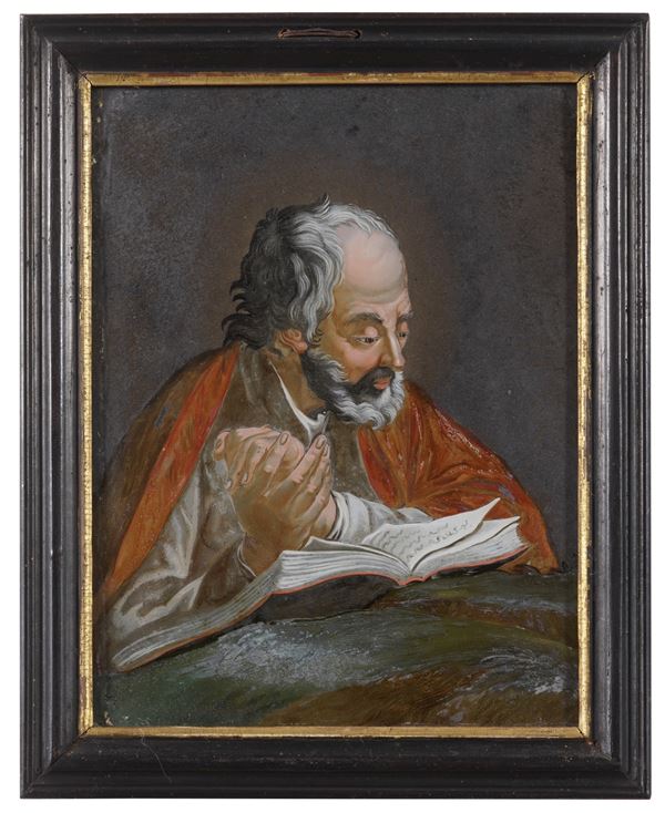 Scuola del XVIII secolo Santo in lettura