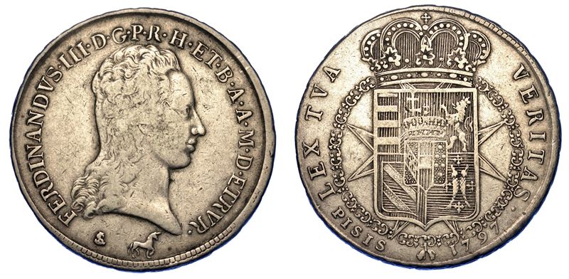 FIRENZE. FERDINANDO III DI LORENA, 1790-1801. Francescone 1797.  - Auction Numismatics - Cambi Casa d'Aste
