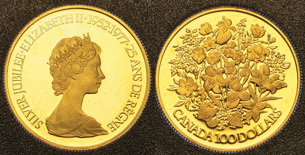 CANADA. REPUBLIC. 100 Dollars 1977. Per il 25° Anniversario di regno di Elisabetta II d'Inghilterra.