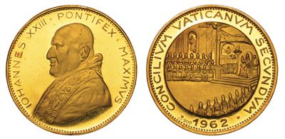 Vaticano. Giovanni XXIII, 1958-1963. Medaglia in Oro 1962. Concilio Ecumenico Vaticano II.
