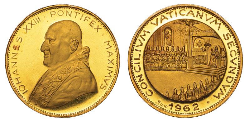 VATICANO. GIOVANNI XXIII, 1958-1963. Medaglia in oro 1962. Concilio Ecumenico Vaticano II.  - Auction Numismatics - Cambi Casa d'Aste