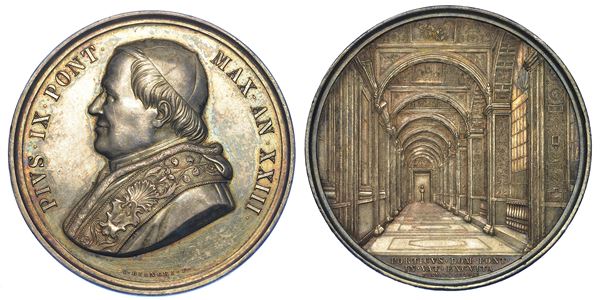STATO PONTIFICIO. PIO IX, 1846-1878. Medaglia in argento A. XXIII.