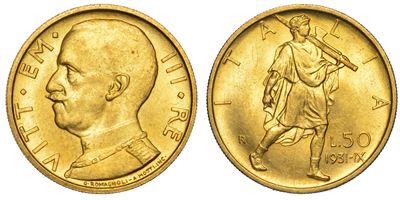 Regno D’italia. Vittorio Emanuele III di Savoia, 1900-1946. 50 Lire 1931/a. IX. Littore.