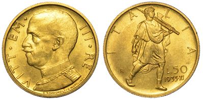 Regno D’italia. Vittorio Emanuele III di Savoia, 1900-1946. 50 Lire 1933/a. XI. Littore.