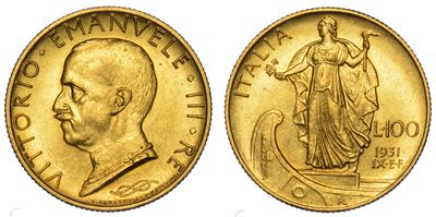 Regno D’italia. Vittorio Emanuele III di Savoia, 1900-1946. 100 Lire 1931/a. IX. Italia su Prora.