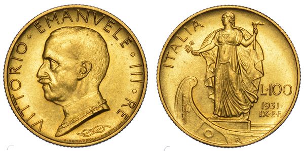 REGNO D’ITALIA. VITTORIO EMANUELE III DI SAVOIA, 1900-1946. 100 lire 1931/A. IX. Italia su prora.