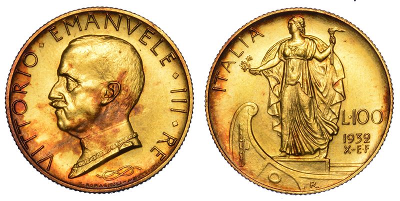 REGNO D’ITALIA. VITTORIO EMANUELE III DI SAVOIA, 1900-1946. 100 lire 1932/A. X. Italia su prora.  - Auction Numismatics - Cambi Casa d'Aste