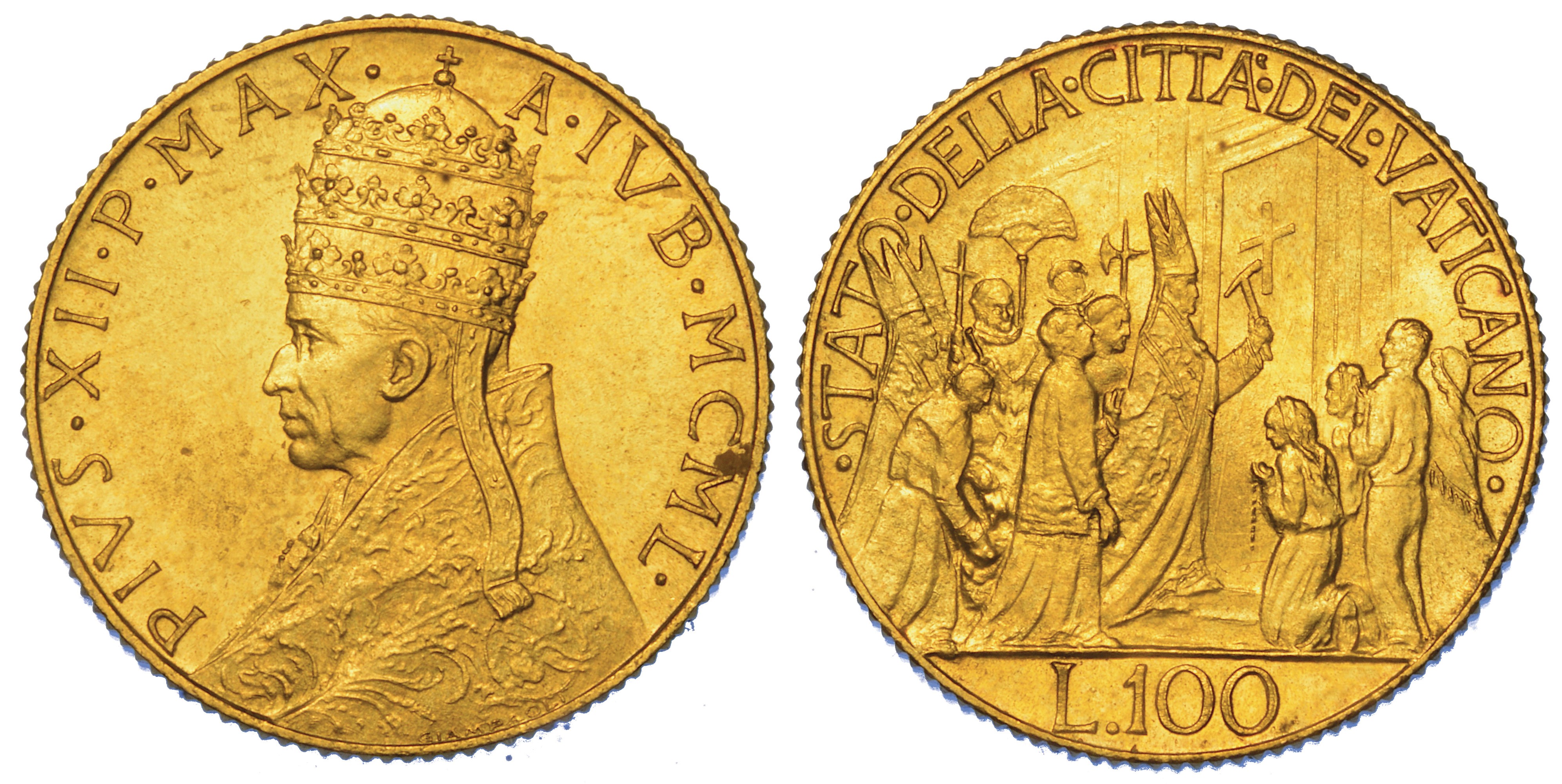 Vaticano. Pio XII, 1939-1958. Lotto di Cinque Monete.