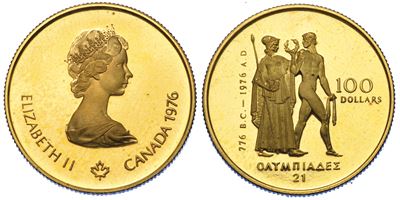 Canada. Republic. 100 Dollars. per le Olimpiadi di Montreal 1976.