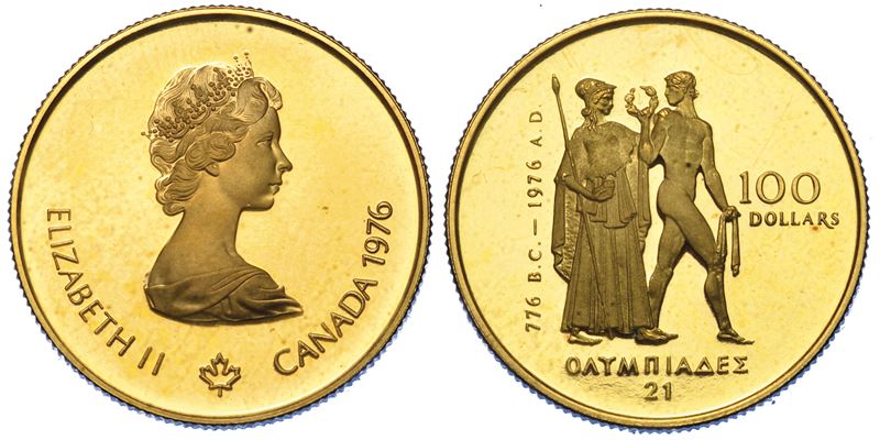 CANADA. REPUBLIC. 100 Dollars. Per le Olimpiadi di Montreal 1976.   - Auction Numismatics - Cambi Casa d'Aste