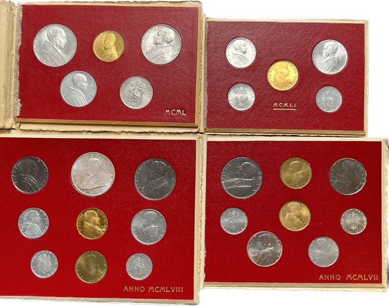 VATICANO. PIO XII, 1939-1958. Lotto di quattro blister.  - Auction Numismatics - Cambi Casa d'Aste