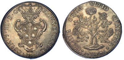 Livorno. Cosimo III De' Medici, 1670-1723. Pezza della Rosa 1718.