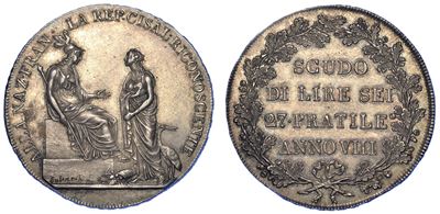 Milano. Repubblica Cisalpina, 1800-1802. Scudo da 6 Lire A. VIII.