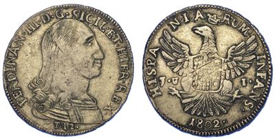 Palermo. Ferdinando III di Borbone, 1759-1816. 12 Tarì 1802.