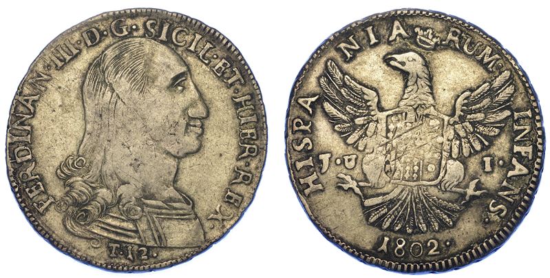 PALERMO. FERDINANDO III DI BORBONE, 1759-1816. 12 Tarì 1802.  - Auction Numismatics - Cambi Casa d'Aste