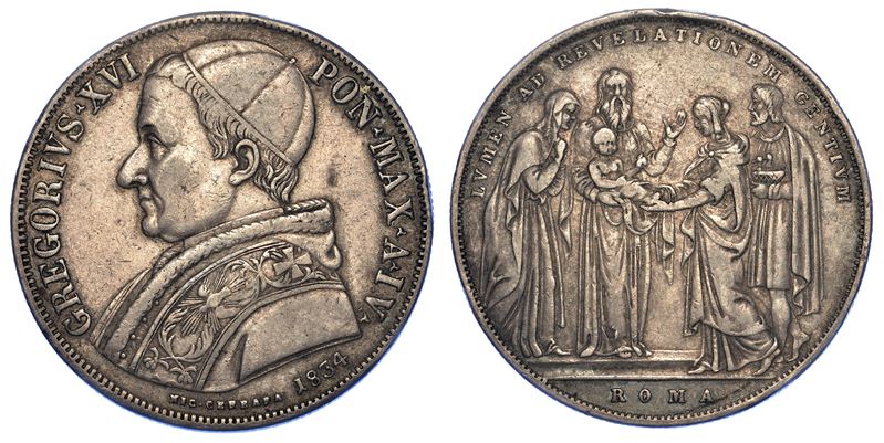 STATO PONTIFICIO. GREGORIO XVI, 1831-1846. Scudo 1834/A. IV.  - Auction Numismatics - Cambi Casa d'Aste