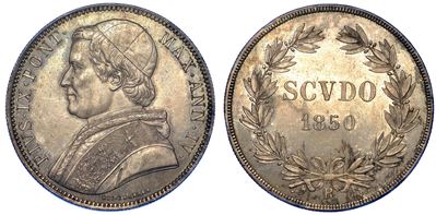 Roma. Pio IX, 1846-1878. Scudo 1850/a. IV.
