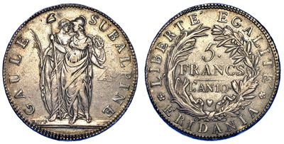 Torino. Repubblica Subalpina, 1800-1802. 5 Franchi An. 10.
