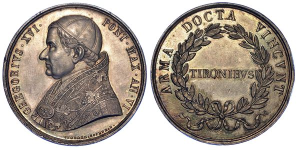 STATO PONTIFICIO. GREGORIO XVI, 1831-1846. Medaglia in argento A. VI. Premio ai cadetti della Scuola Militare del Genio.