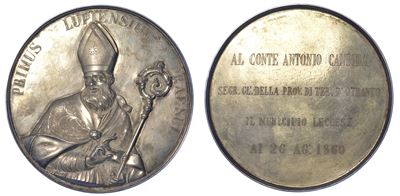 Lecce - Regno delle Due Sicilie. Medaglia 26 Agosto 1860. al Conte Antonio Candida.