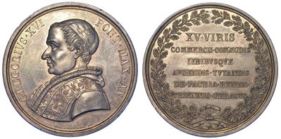 Stato Pontificio. Gregorio XVI, 1831-1846. Medaglia in Argento A. I. ai Benemeriti della Camera d...